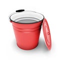 Red bucket with cover removed