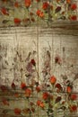 Red buds on grunge wood background with copy space