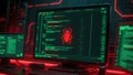 Red Bug Alert in a Dark Coding Interface Royalty Free Stock Photo