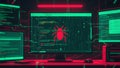 Red Bug Alert in a Dark Coding Interface Royalty Free Stock Photo