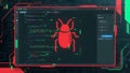 Red Bug Alert in a Dark Coding Interface Royalty Free Stock Photo