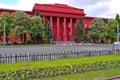 Red building with columns of Kyiv National Taras Shevchenko University