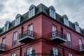 Red building in the French Quarter, in New Orleans, Louisiana Royalty Free Stock Photo