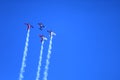 Red Bull aerial formation vertical flight during the Historical Airshow Mlada Boleslav 2022 Royalty Free Stock Photo