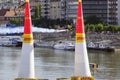 Red Bull Air Race in Budapest above the Danube Royalty Free Stock Photo