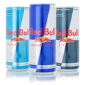 Red Bull Energy Drinks products lemonade soft drink in cans isolated on a white background Royalty Free Stock Photo