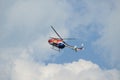 Red Bull helicopter performing during air show Royalty Free Stock Photo
