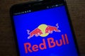 Red Bull logo displayed on a modern smartphone