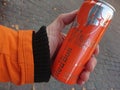 Red Bull Orange Edition can Royalty Free Stock Photo