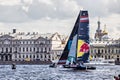 Red Bull Sailing Team catamaran on Extreme Sailing Series Act 5 catamarans race on 1th-4th September 2016 in St. Petersburg Royalty Free Stock Photo