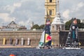 Red Bull Sailing Team and Sail Portugal catamarans on Extreme Sailing Series Act 5 catamarans race