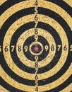 Red bullseye target or Used dart board target background