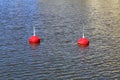 Red Buoys on the Surface of the Baltic Sea During a Sunny Summer Day Royalty Free Stock Photo
