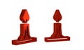 Red Burning candle in candlestick icon isolated on transparent background. Cylindrical candle stick with burning flame. Royalty Free Stock Photo