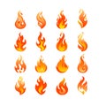 Red Burning Fire Flame Logo set design vector template Royalty Free Stock Photo