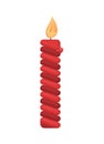 Red Burning Isolated Candle with Fire, Christmas