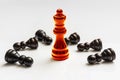 Red burning Queen and many fallen pawns - chess concept Royalty Free Stock Photo