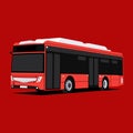 Modern Red Public Transit Bus with White Roof and Dark Windows Royalty Free Stock Photo