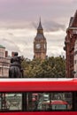 Red bus against Big Ben in London, England Royalty Free Stock Photo