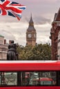 Red bus against Big Ben in London, England Royalty Free Stock Photo