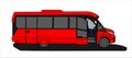 Red Bus with an open door, Side view. Tourist bus. Sightseeing bus. Modern flat Vector illustration Royalty Free Stock Photo