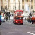 Red bus on Trafalgar square London Royalty Free Stock Photo