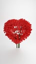 Valentine greeting - Red bush in the shape of a heart, 3D rendering, portrait orientation, 16x9 format