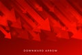 Red business downfall arrow showing downward trend