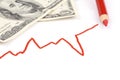 Red Business Graph and US Dollar bills Royalty Free Stock Photo