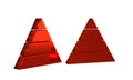 Red Business pyramid chart infographics icon isolated on transparent background. Pyramidal stages graph elements.