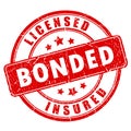 Red business stamp licensed bonded insured Royalty Free Stock Photo