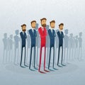 Red Businessman Leader Stand Crowd Individual