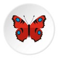 Red butterfly icon, flat style