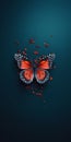 Red Butterfly Isolated On Dark Background - Jessica Rossier Style