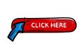 Red button with arrow and text click here. Hand drawn design element for website, app, banner. Editable vector Royalty Free Stock Photo