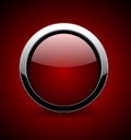 Red button chrome metallic, vector illustration.