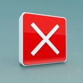 Red button close icon 3d