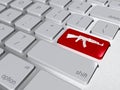 Red button enter on the computer keyboard with rifle symbol Royalty Free Stock Photo