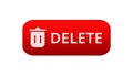 Red delete button with trash can icon clear warning for digital file removal Royalty Free Stock Photo