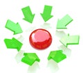 Red button and green arrows
