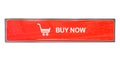 Red button with inscription `buy now` and cart