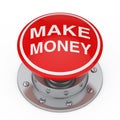 A Red Button Knob with Make Money Sign. 3d Rendering