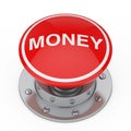 A Red Button Knob with Money Sign. 3d Rendering