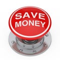 A Red Button Knob with Save Money Sign. 3d Rendering