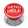A Red Button Knob with Send Help Sign. 3d Rendering