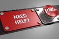 Red button with need help banner on the side Royalty Free Stock Photo