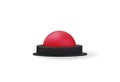 Red button side view. Volumetric symbol of emergency