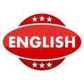Red button with stars english Royalty Free Stock Photo