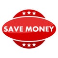 Red button with stars Save Money Royalty Free Stock Photo