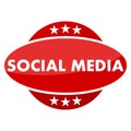 Red button with stars social media Royalty Free Stock Photo